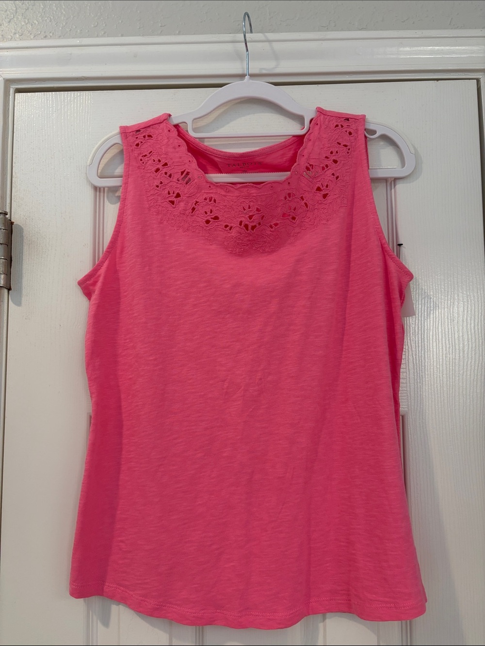 Talbots Pink Eyelet Yoke Cotton Tank
